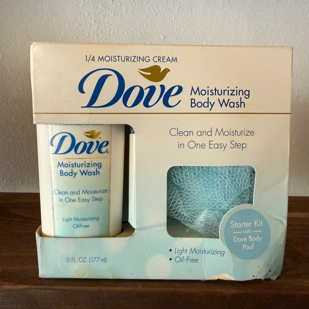 Vintage Dove Body Wash Starter Kit Boxed 1994 Bottle Pouf Display Prop NOS HTF